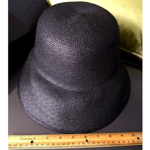 Black Flip Brim Summer Hat Woven Polypropylene IC 21 Inches - Picture 10 of 16